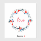 Floral Wreath Circular Love Sticker (Vel)