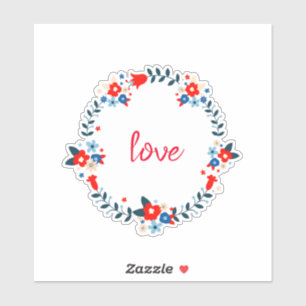 Floral Wreath Circular Love Sticker