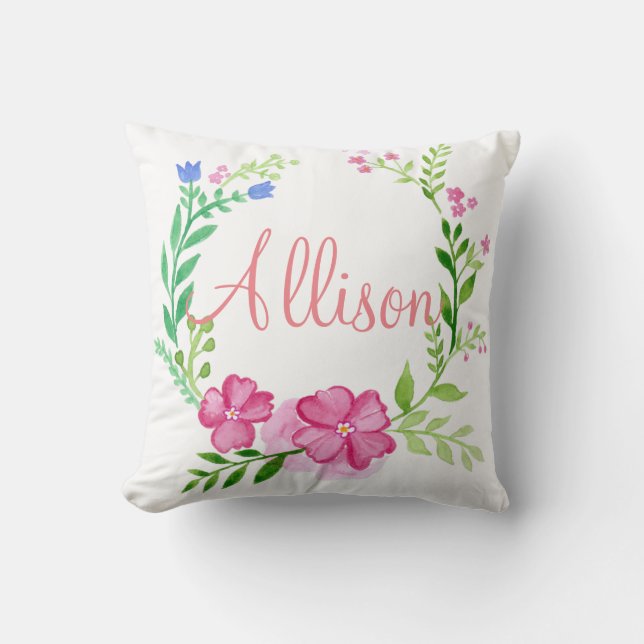 Floral Wreath Custom Kussen (Voorkant)