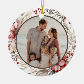 Floral Wreath Custom Photo Keramisch Ornament