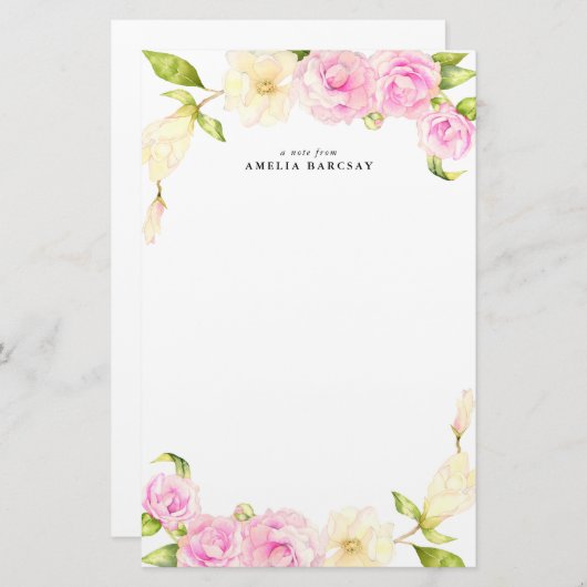 Floral Wreath Custom Stationery Briefpapier (Voorkant / Achterkant)