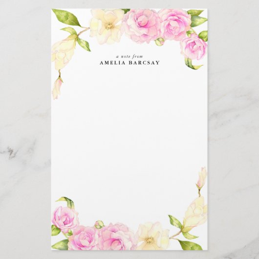 Floral Wreath Custom Stationery Briefpapier (Voorkant)