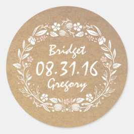 Floral Wreath Cute Vintage Wedding Stickers