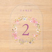 floral wreath design table number  acryl uitnodigingen (Voorkant)