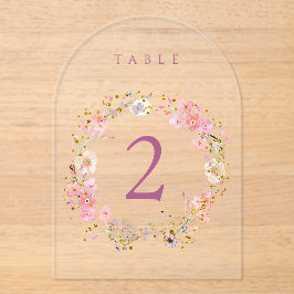 floral wreath design table number  acryl uitnodigingen