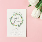Floral Wreath Easter Brunch Invitation Kaart