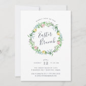 Floral Wreath Easter Brunch Invitation Kaart (Voorkant)