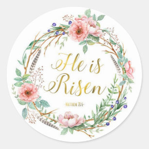 Floral Wreath Easter Christelijke Bijbelscripts Ronde Sticker