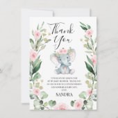 Floral Wreath Elephant Baby shower Hartelijk dank Kaart (Voorkant)