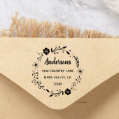 Floral Wreath | Familienaam Retouradres Rubberstempel