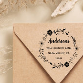 Floral Wreath | Familienaam Retouradres Zelfinktende Stempel