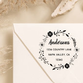 Floral Wreath | Familienaam Retouradres Zelfinktende Stempel