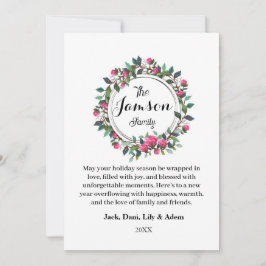 Floral Wreath Family Holiday Flat Holiday Kaart
