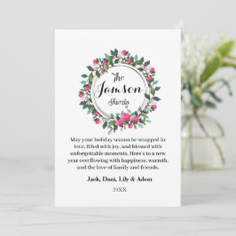 Floral Wreath Family Holiday Flat Holiday Kaart