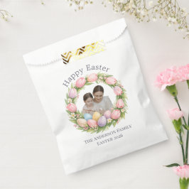 Floral Wreath & Family Photo Personalized Easter  Bedankzakje