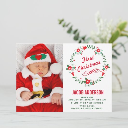 Floral Wreath First Kerstmis Aankondiging (Staand voorkant)