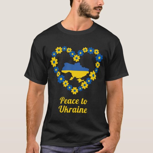 Floral Wreath Flag Map aan Oekraïne T-shirt (Voorkant)