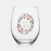 Floral Wreath “Forever & Always”  Wijnglas Zonder Voet (Achterkant)