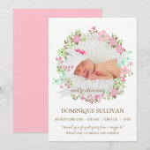  FLORAL WREATH FOTO BIRTH ANNOUNCTION AANKONDIGING (Voorkant / Achterkant)