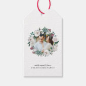  Floral Wreath Foto en Naam Gift Label Cadeaulabel (Voorkant)