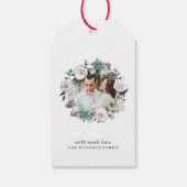 Floral Wreath Foto en Naam Gift Label Cadeaulabel (Achterkant)