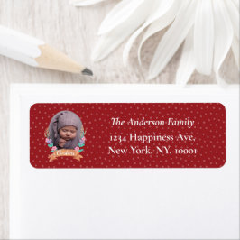 Floral Wreath Foto Kerst Rood retouradres Etiket