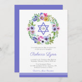 Floral Wreath Garden Bat Mitzvah Kaart (Voorkant / Achterkant)