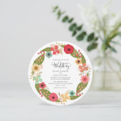 Floral Wreath Garden Wedding Invitation Kaart (Staand voorkant)