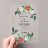 Floral Wreath & Geometric Frame Wedding Acrylic Acryl Uitnodigingen (Insitu (Draagbaar))