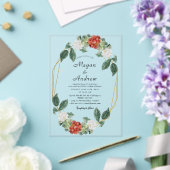 Floral Wreath & Geometric Frame Wedding Acrylic Acryl Uitnodigingen (Insitu (Huwelijk))