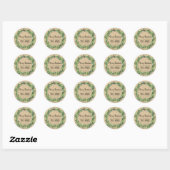 Floral Wreath | Gepersonaliseerd kerstfeest Ronde Sticker (Vel)