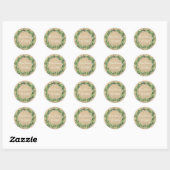 Floral Wreath | Gepersonaliseerd kerstfeest Ronde Sticker (Vel)