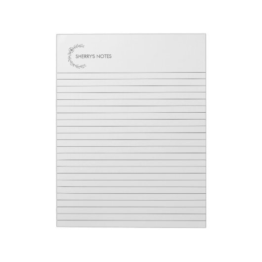 Floral Wreath gepersonaliseerd Notitieblok (Linkerzijde)