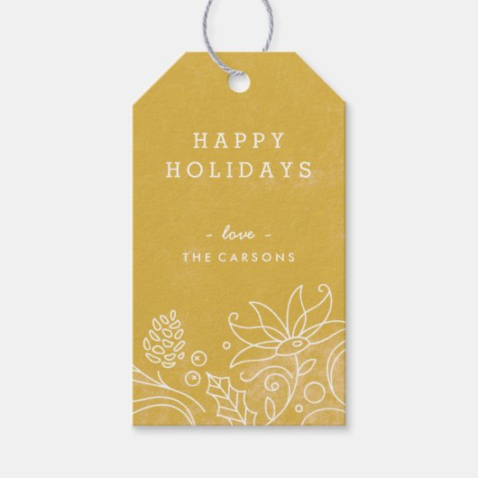 Floral Wreath Gift Label - Gold Cadeaulabel (Voorkant)