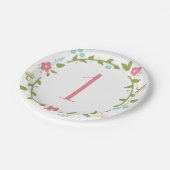 Floral Wreath Girl 1e verjaardag Bord (Gekanteld)