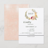 Floral Wreath Gold RSVP Kaartje (Voorkant / Achterkant)