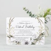 Floral Wreath Grey Blush Rustic Virtual Birthday Kaart (Staand voorkant)