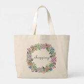 Floral Wreath Grocery Grote Tote Bag (Achterkant)