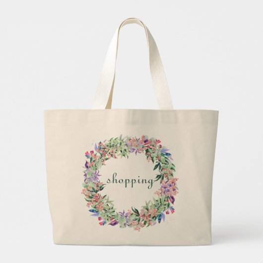 Floral Wreath Grocery Grote Tote Bag (Achterkant)