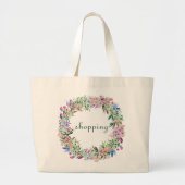 Floral Wreath Grocery Grote Tote Bag (Voorkant)