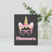 Floral Wreath Heart Unicorn Niece Briefkaart (Staand voorkant)