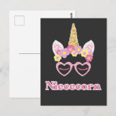 Floral Wreath Heart Unicorn Niece Briefkaart (Voorkant / Achterkant)