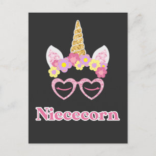 Floral Wreath Heart Unicorn Niece Briefkaart