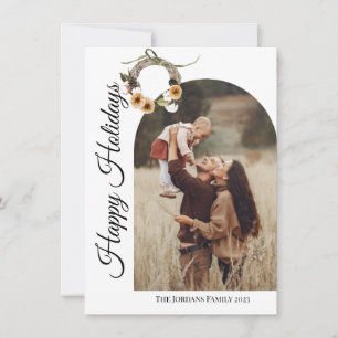 Floral Wreath Holiday Fotokaart Kaart