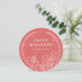 Floral Wreath Holiday Kaart - Holly (Staand voorkant)