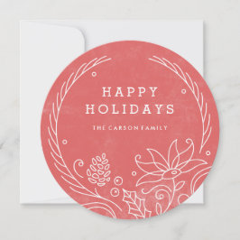 Floral Wreath Holiday Kaart - Holly