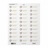 Floral Wreath Holiday Monogram Gold Adres Etiket (Full Sheet)