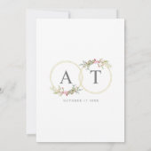 Floral Wreath in Gold & Pink Shades with Initials Kaart (Achterkant)