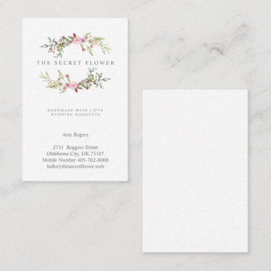 Floral Wreath in Pink Visitekaartje (Voorkant / Achterkant)