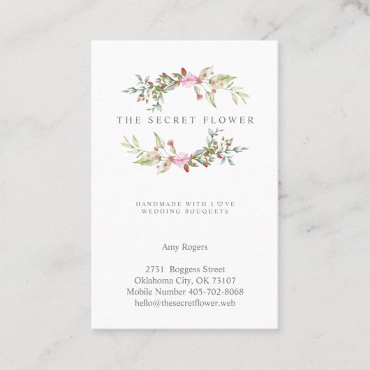 Floral Wreath in Pink Visitekaartje (Voorkant)